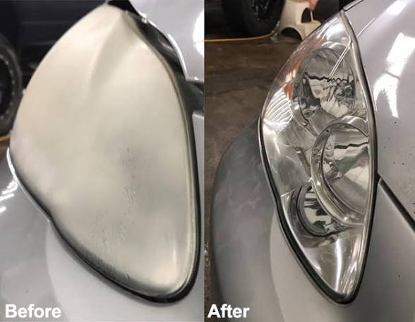 Before and after headlight restoration result 3
