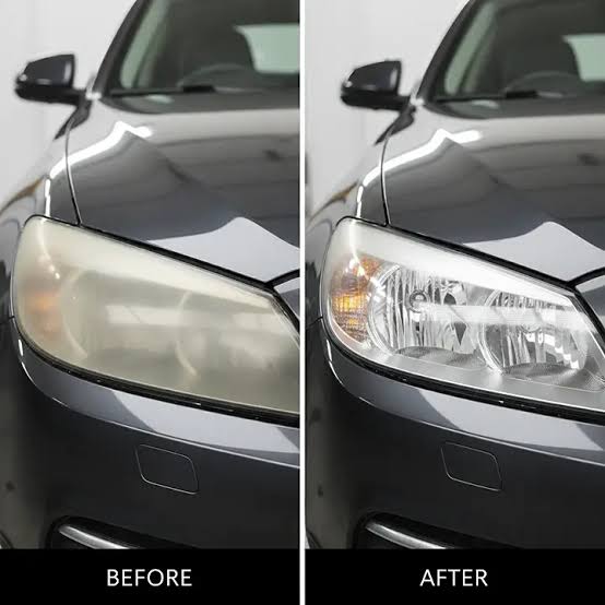 Before and after headlight restoration result 4